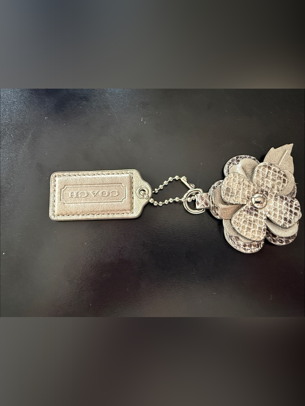 Coach Silver Tea Rose Flower Bag Charm